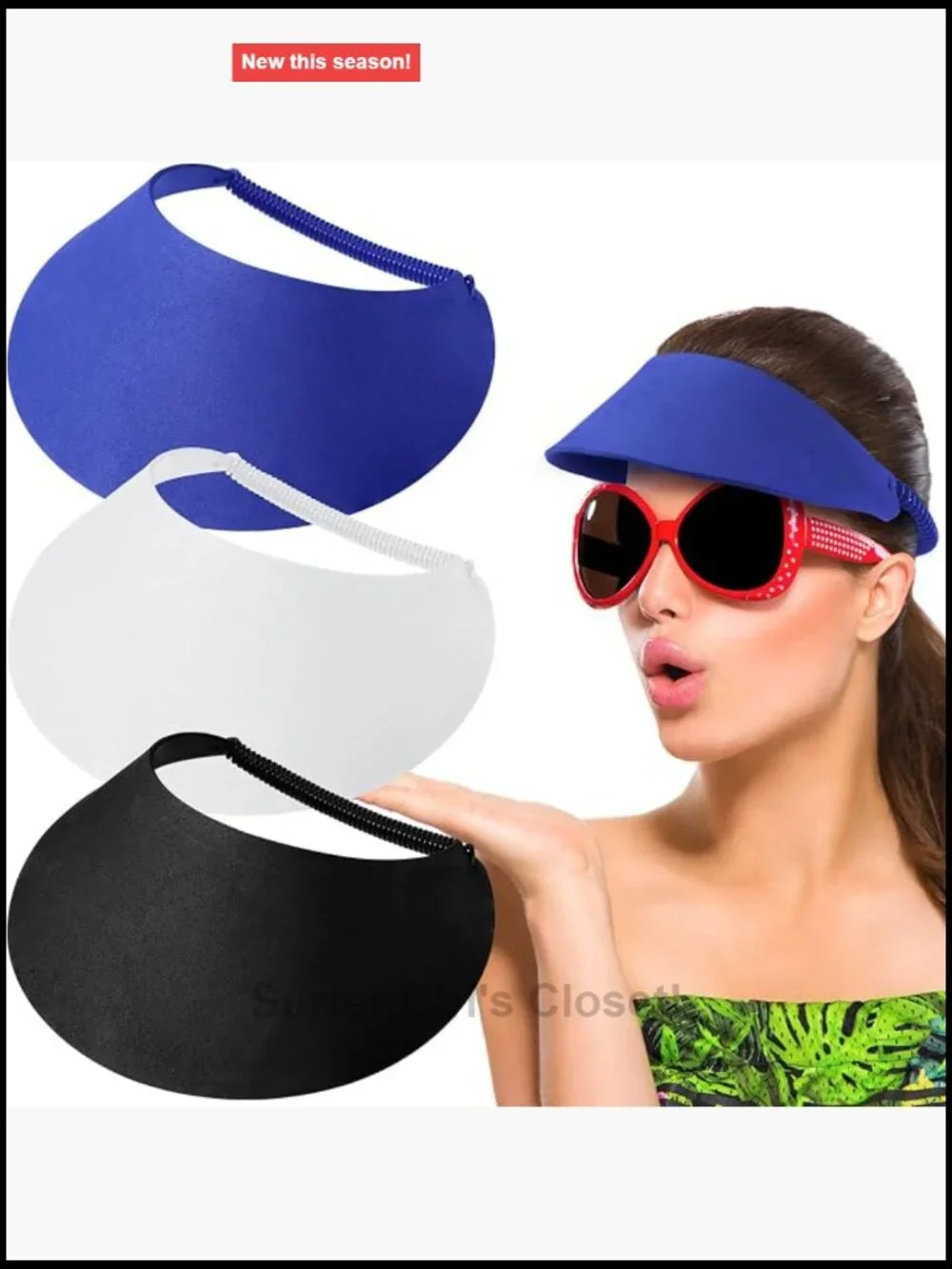 3-Pack Solid Foam String Visors Adjustable Sun Hats for Tennis Golf
